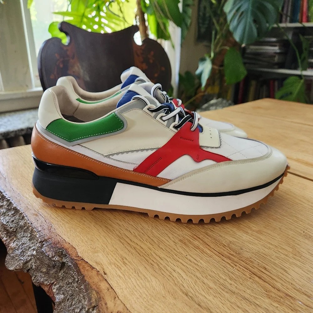 RARE Leizilei Calf Leather Sneakers Mens Size 12‎ Colorful Platform Shoes Y2k